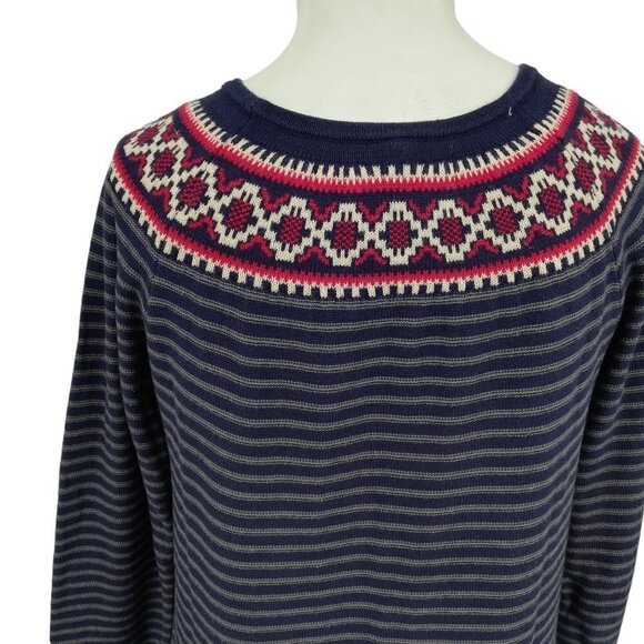Hanna Andersson Fair Isle Striped Sweater Dress Size S Womens Blue Red Nordic - Picture 10 of 12